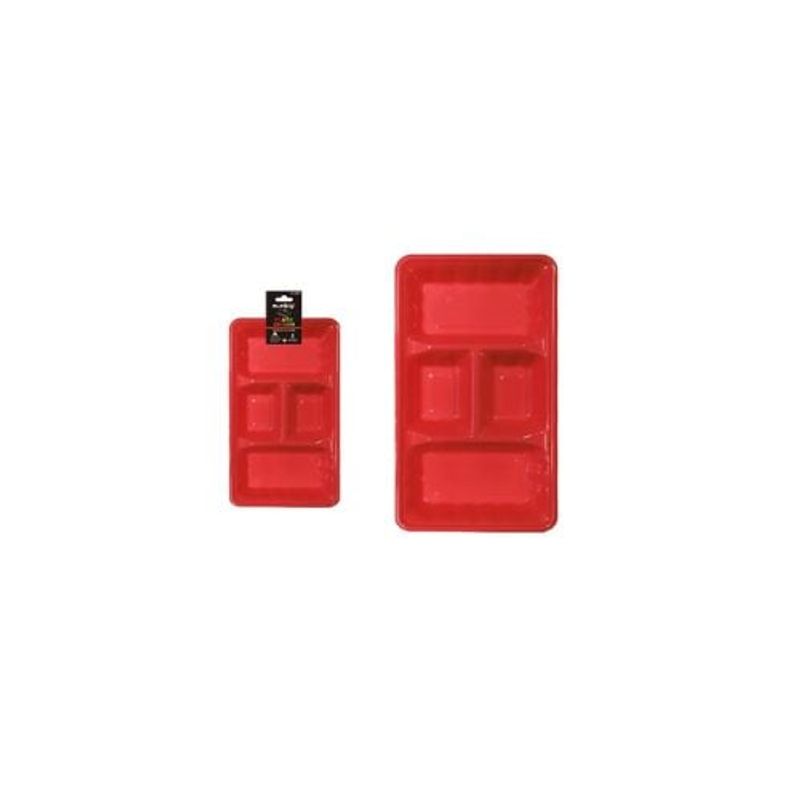 GENERICO - Bandeja Rectangular Plástico Division Rojo 2pcs 35x18cm