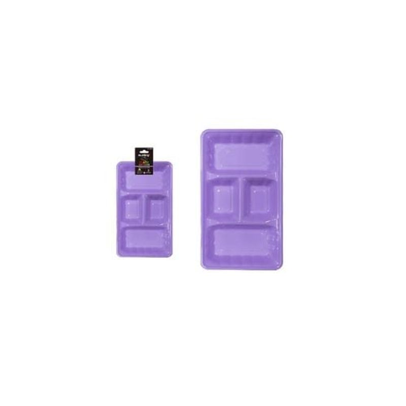 GENERICO - Bandeja Rectangular Plástico Division Lila 2pcs 35x18cm