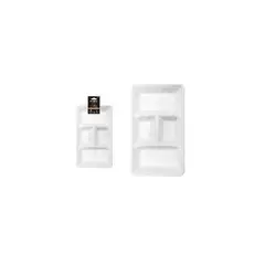 GENERICO - Bandeja Rectangular Plástico Division Blanco 2pcs 35x18cm