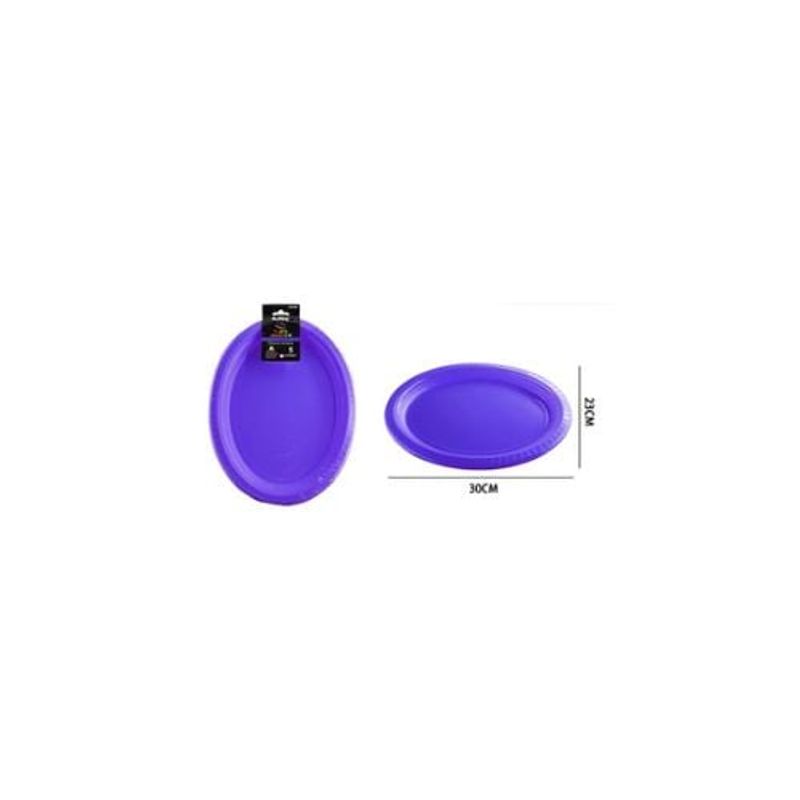 GENERICO - Platos Plásticos Ovalada Morado 30x23cm 5pcs