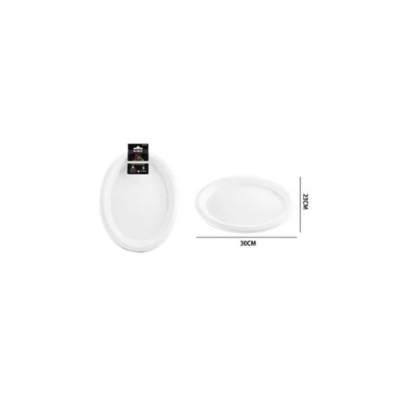 GENERICO - Platos Plásticos Ovalada Blanco 30x23cm 5pcs