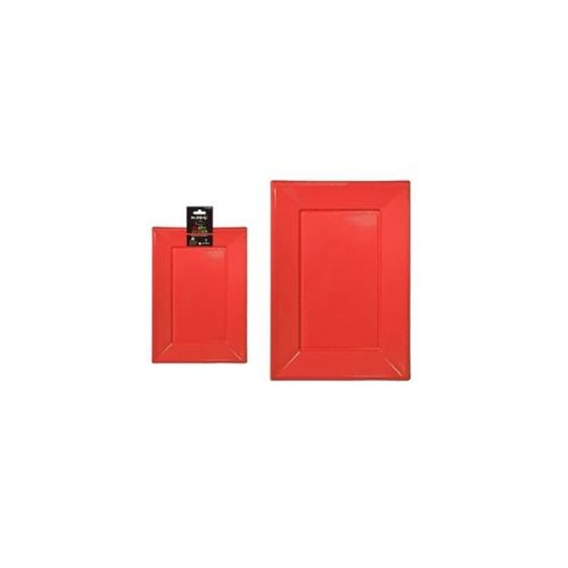 GENERICO - Plato Rectangular De Plástico Rojo 33x23cm 3pcs 35g