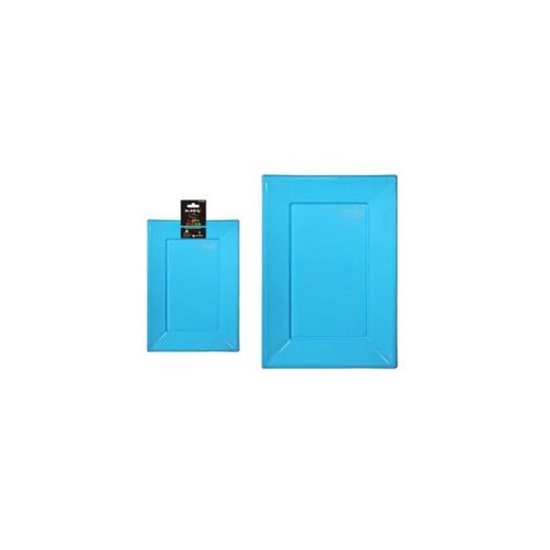 GENERICO - Plato Rectangular De Plástico Azul 33x23cm 3pcs 35g
