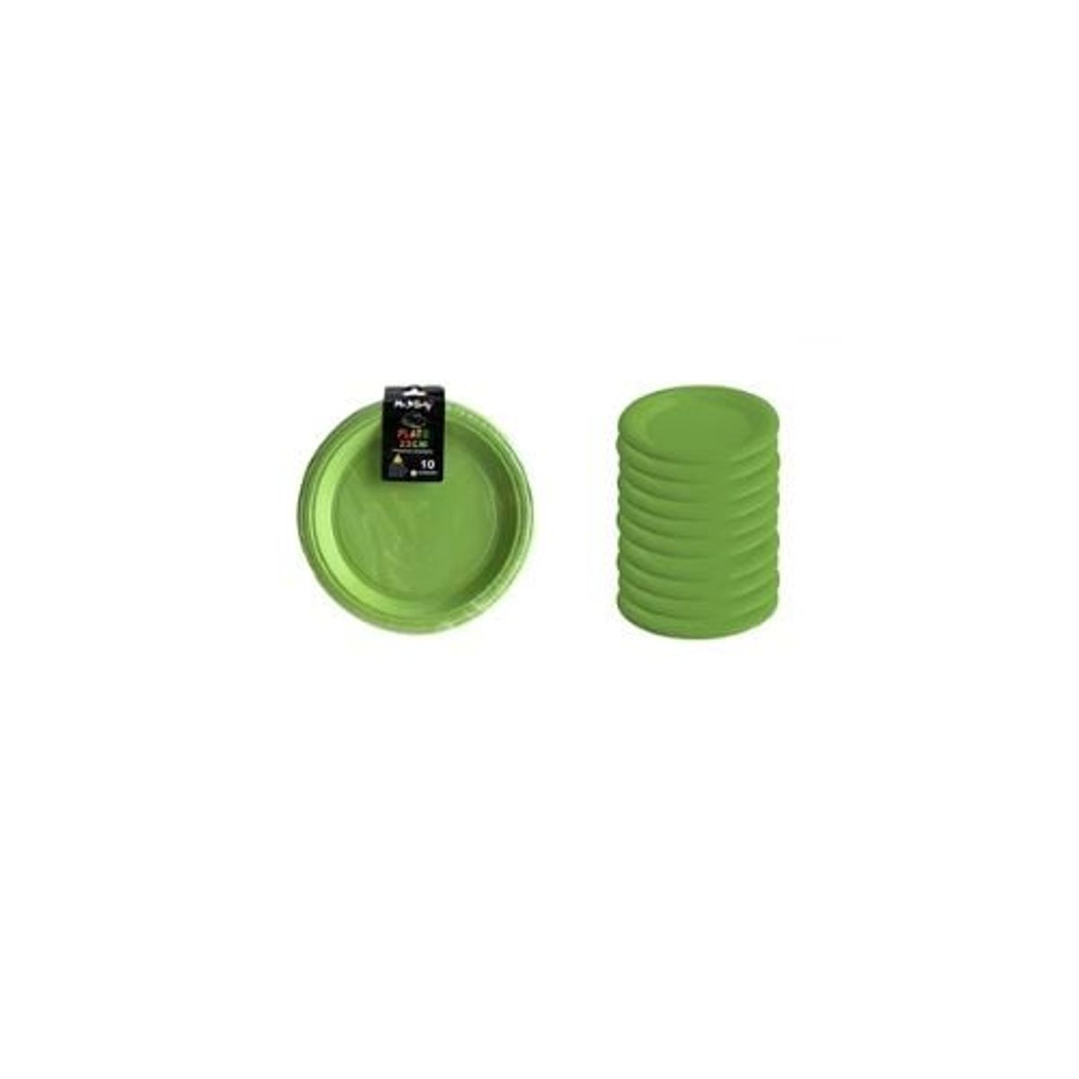 GENERICO - Platos Plásticos Verde 23cm 10pcs