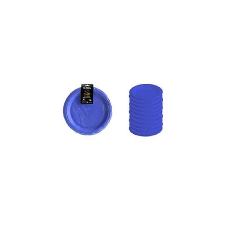 GENERICO - Platos Plásticos Azul Intenso 23cm 10pcs
