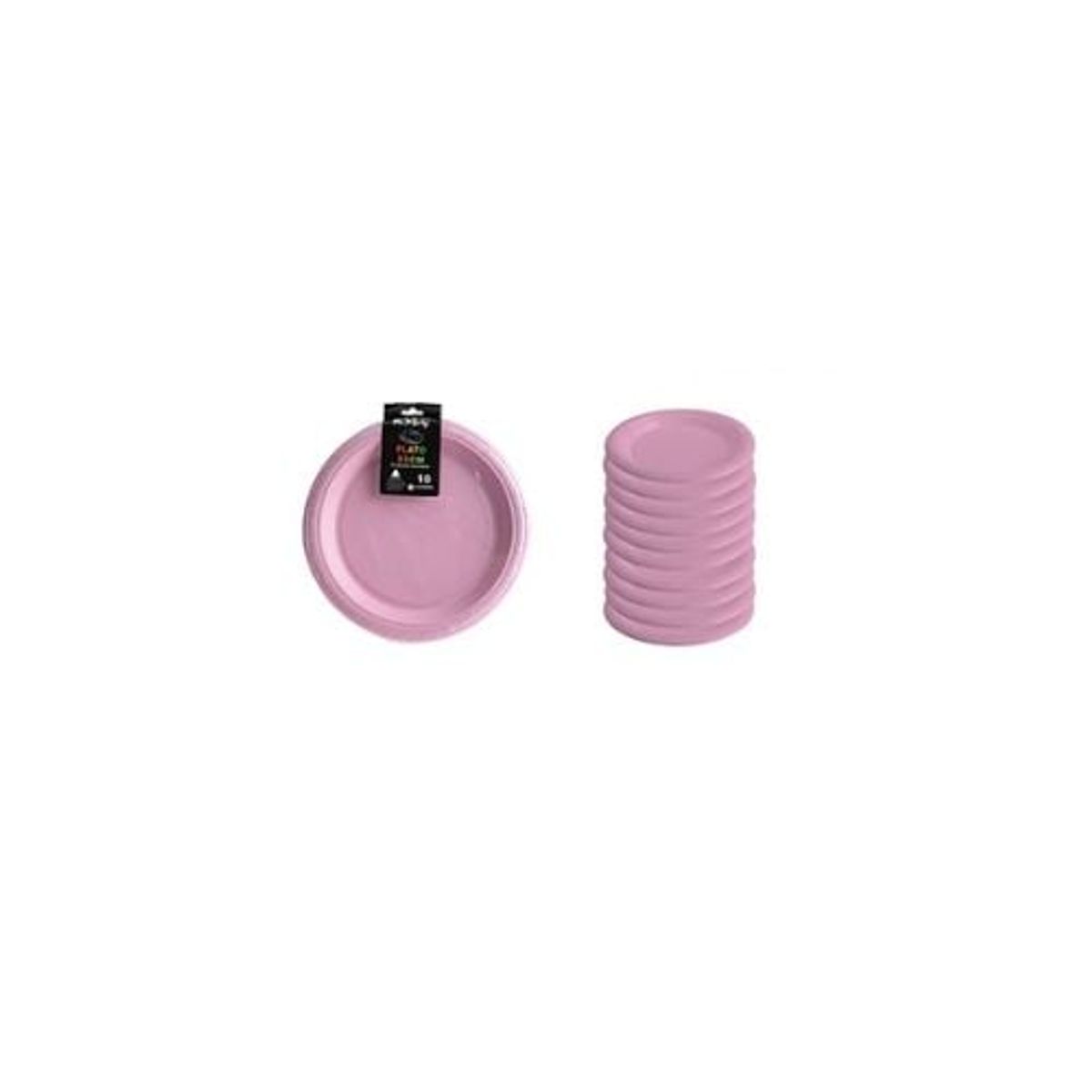 GENERICO - Platos Plásticos Rosado 23cm 10pcs