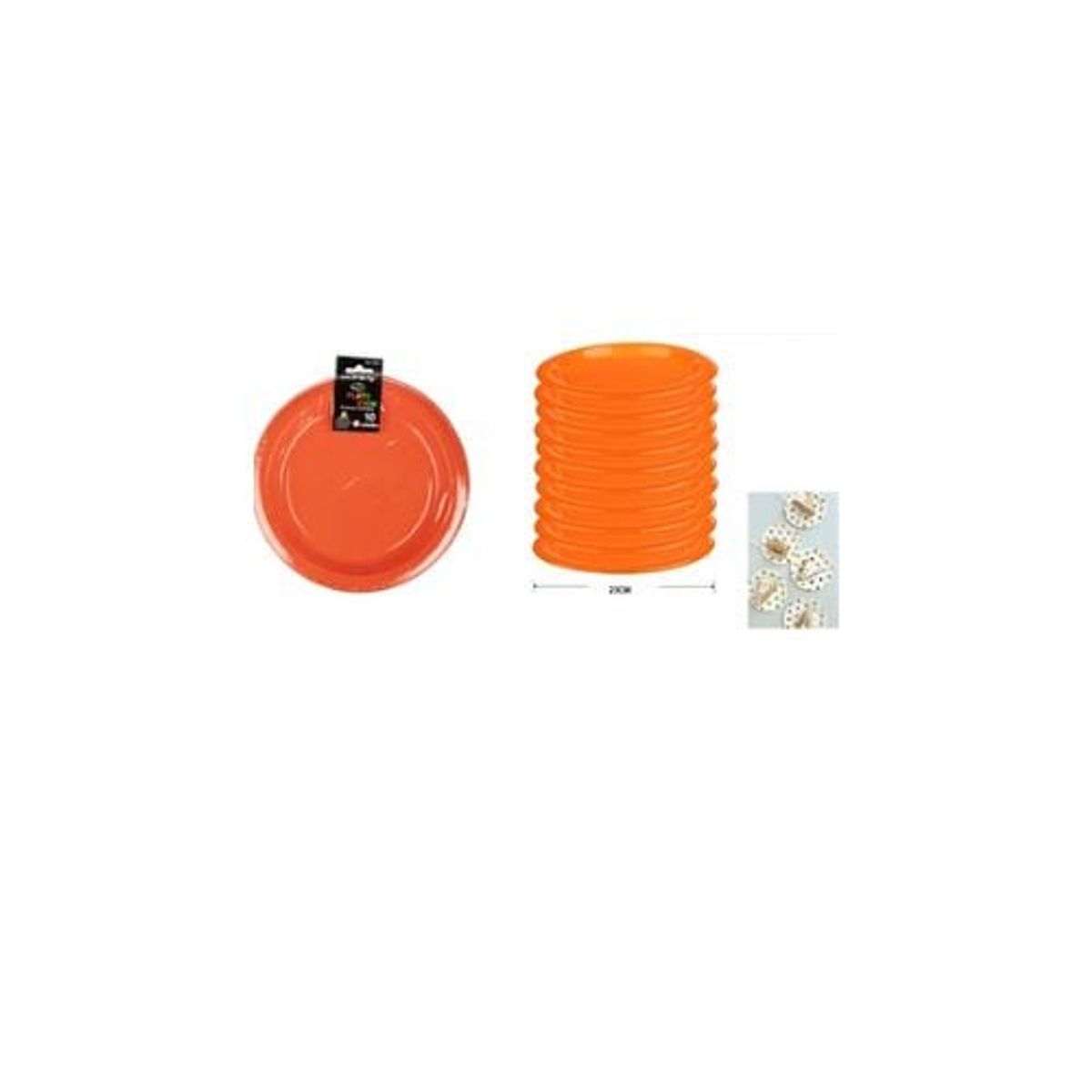 GENERICO - Platos Plásticos Naranja 23cm 10pcs