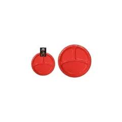 GENERICO - Plato Plástica Rojo Con Division 26cm 19g 5pcs