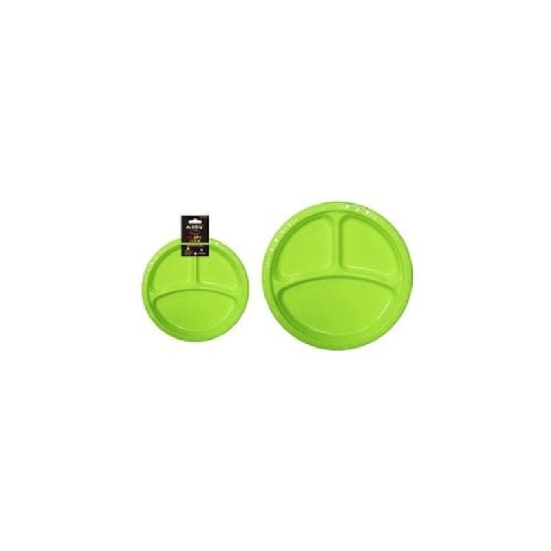 GENERICO - Plato Plástica Verde Con Division 26cm 19g 5pcs
