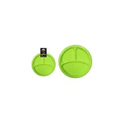 GENERICO - Plato Plástica Verde Con Division 26cm 19g 5pcs