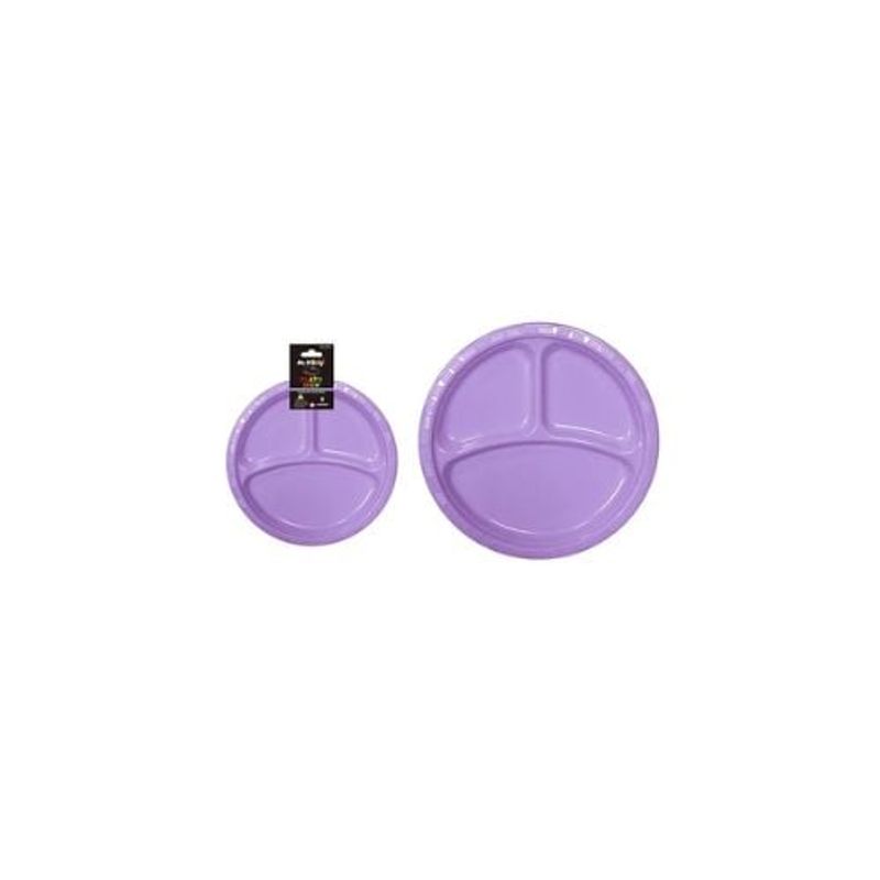 GENERICO - Plato Plástica Lila Con Division 26cm 19g 5pcs