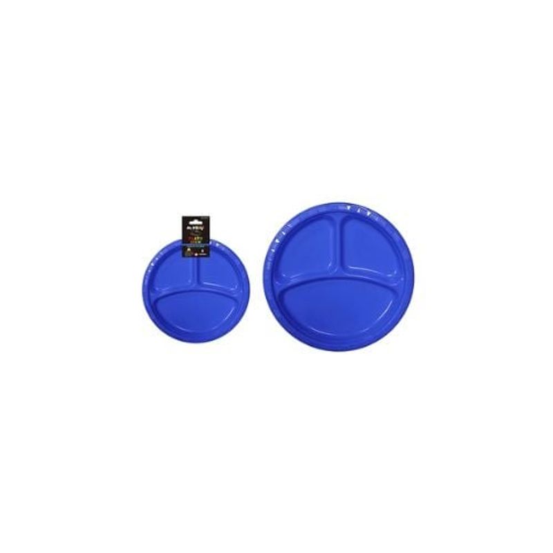 GENERICO - Plato Plástica Azul Oscuro Con Division 26cm 19g 5pcs