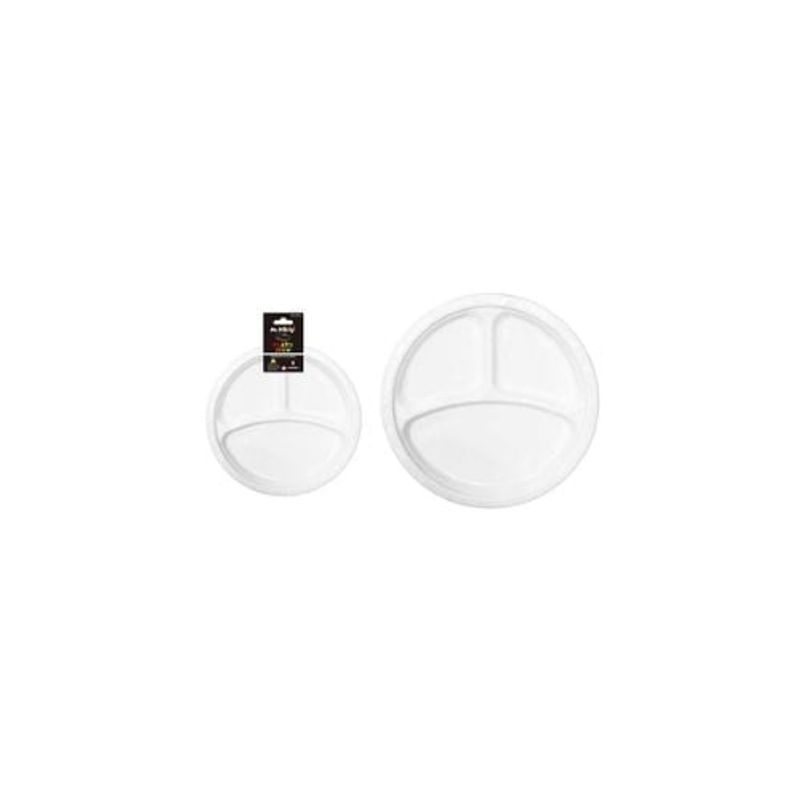 GENERICO - Plato Plástica Blanco Con Division 26cm 19g 5pcs