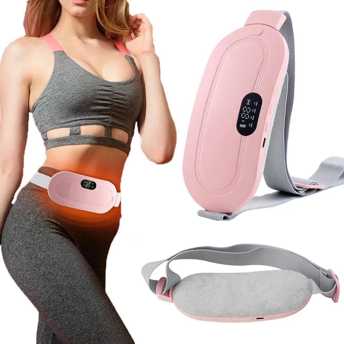 KUANGYE - Cinturón Almohadilla Calefacción Para Alivió Menstrual Cólicos Con USB