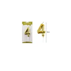 GENERICO - Vela De Número 4 Dorado 3X6CM