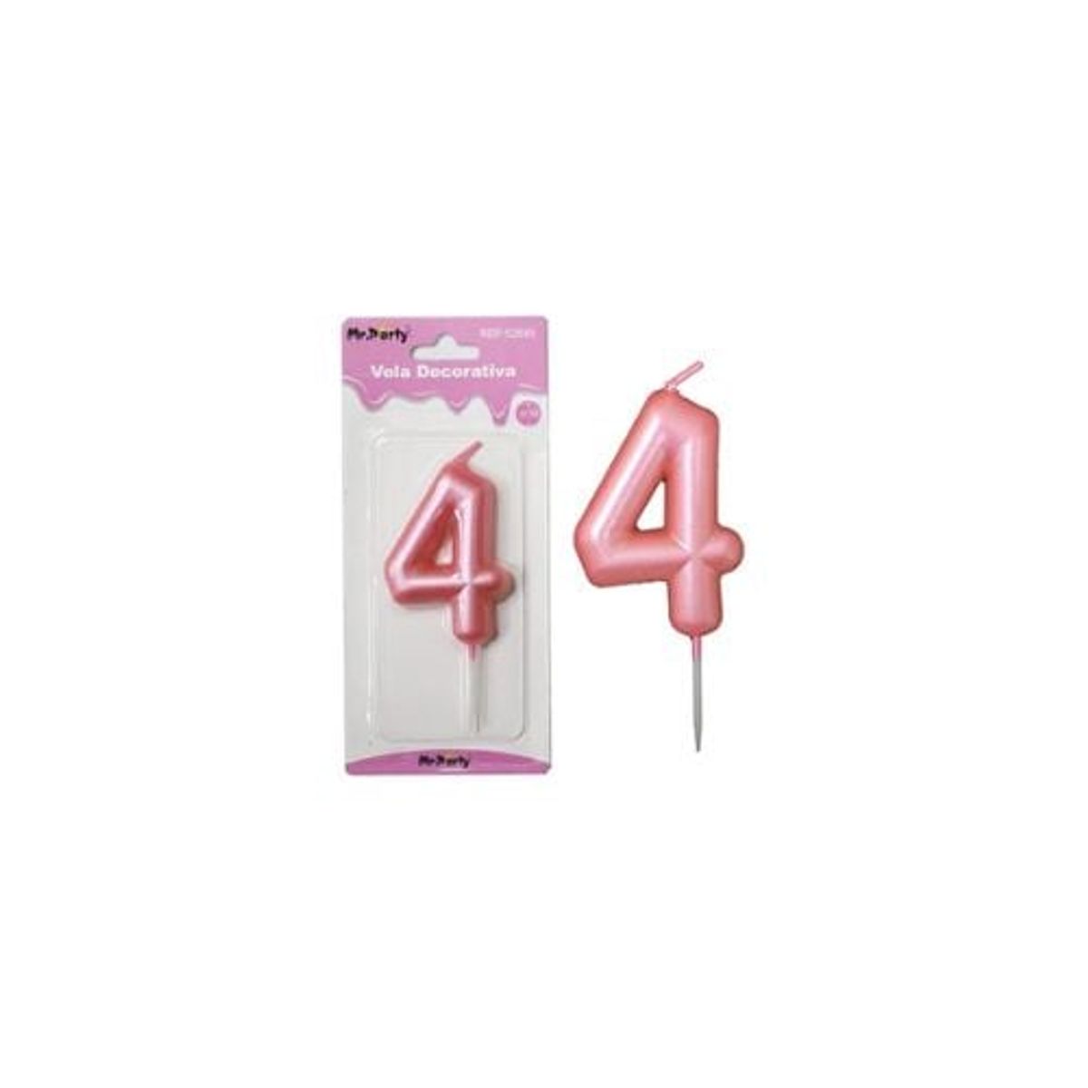 GENERICO - Vela De Número 4 Rosado 3x6cm