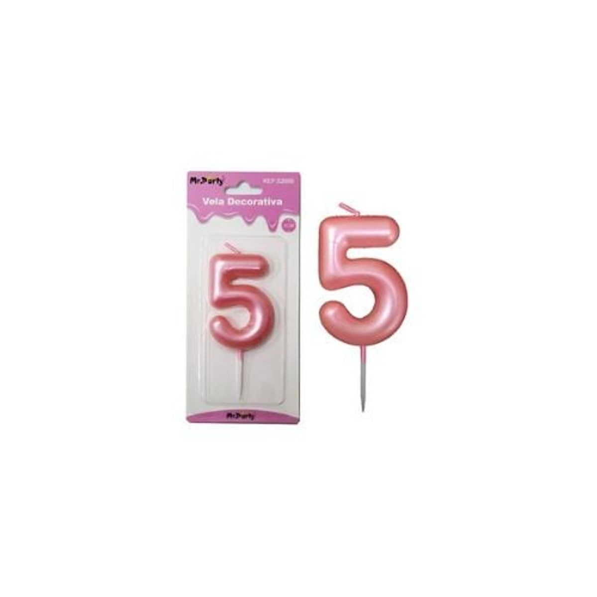 GENERICO - Vela De Número 5 Rosado 3x6cm