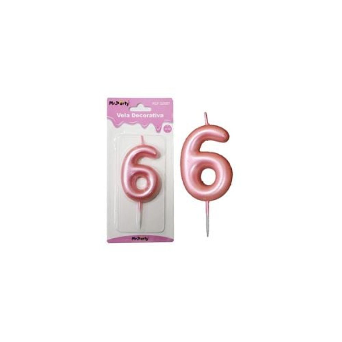 GENERICO - Vela De Número 6 Rosado 3x6cm