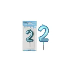GENERICO - Vela De Número 2 Azul 3x6cm