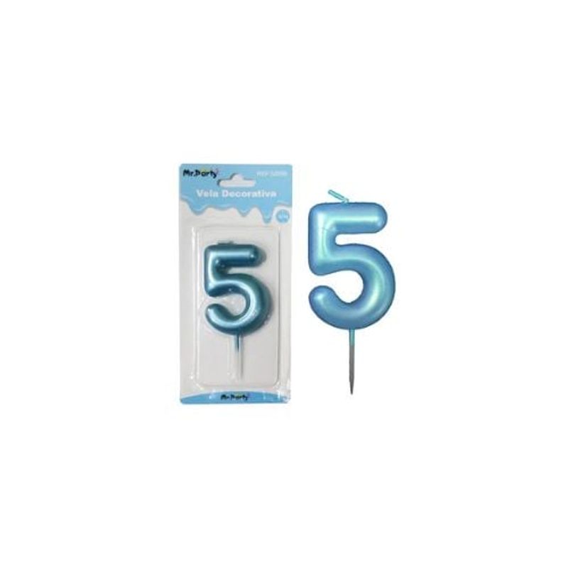 GENERICO - Vela De Número 5 Azul 3x6cm