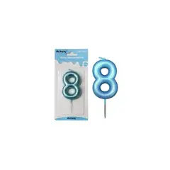 GENERICO - Vela De Número 8 Azul 3x6cm