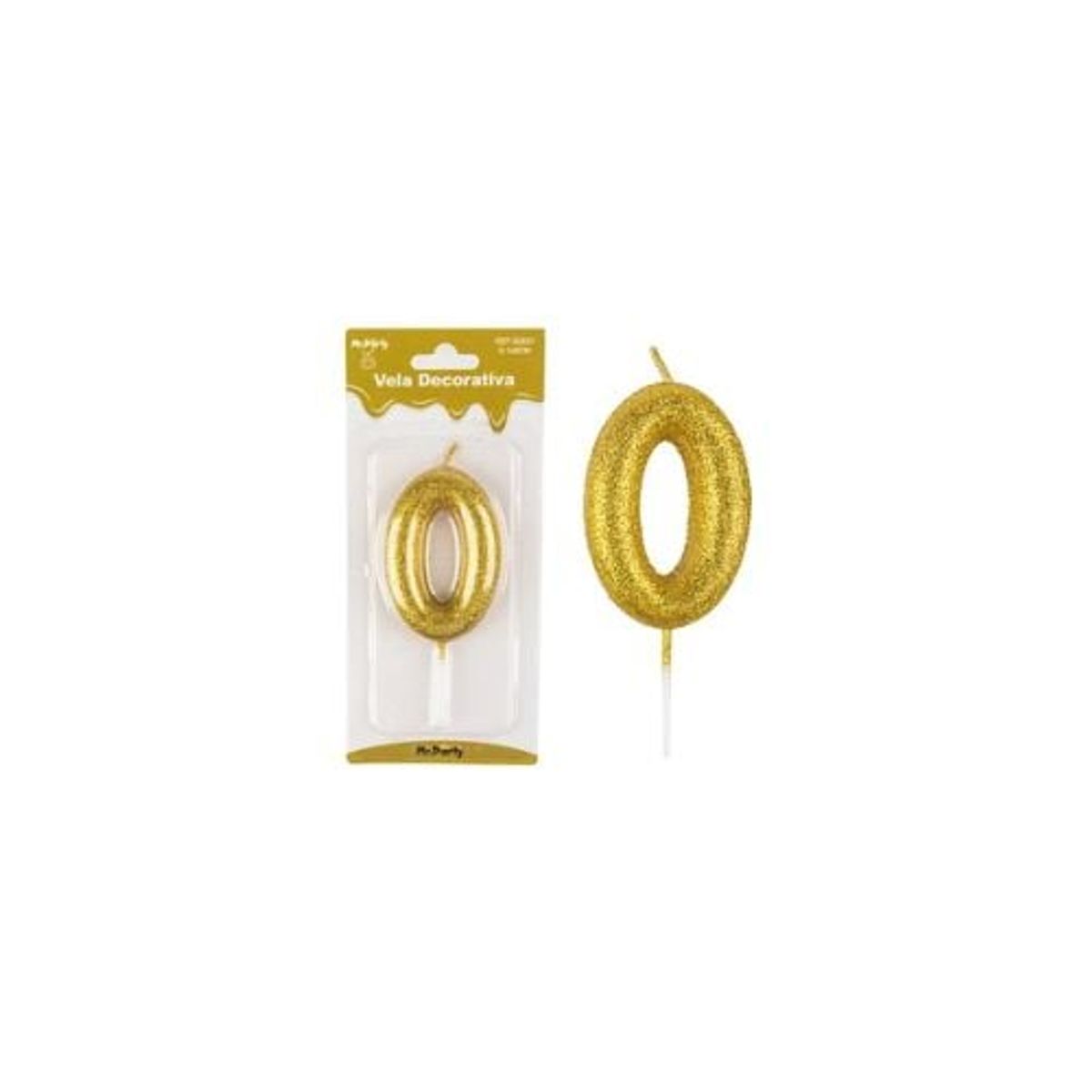 GENERICO - Vela De Número 0 Dorado Metalico Brillante 5cm