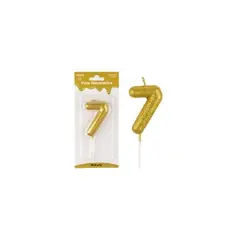 GENERICO - Vela De Número 7 Dorado Metalico Brillante 5cm