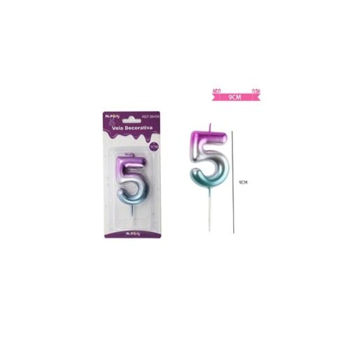 GENERICO - Vela De Cumpleaños Número 5 Multicolor 9cm