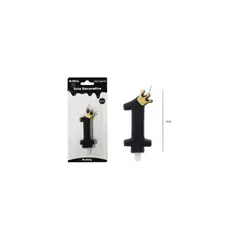 GENERICO - Vela Negro De Número 1 Con Corona 9cm