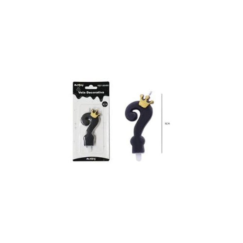 GENERICO - Vela Negro De Signo  Con Corona 9cm