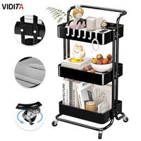 Carrito Organizador Metalico Con Asa Ruedas 3 Niveles Negro