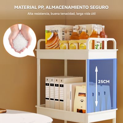 Imagen 2 del producto Carrito Organizador Con Ruedas 4 Niveles Estante ABS Blanco