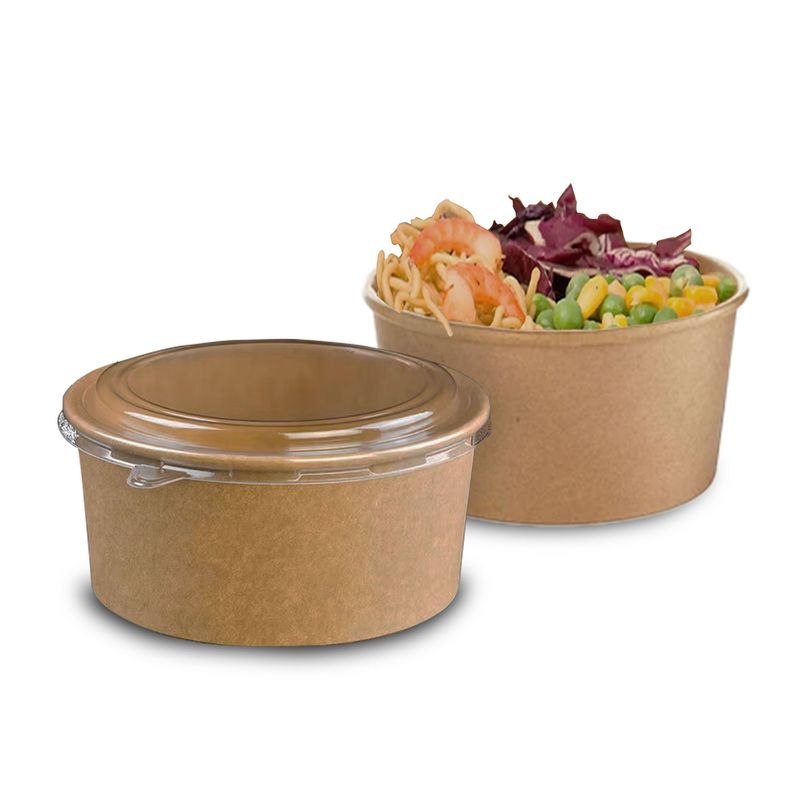 GENERICO - Bowl Envase Kraft Con Tapa Pet 1300ml 10u