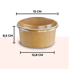 GENERICO - Bowl Envase Kraft Con Tapa Pet 1000ml 100u