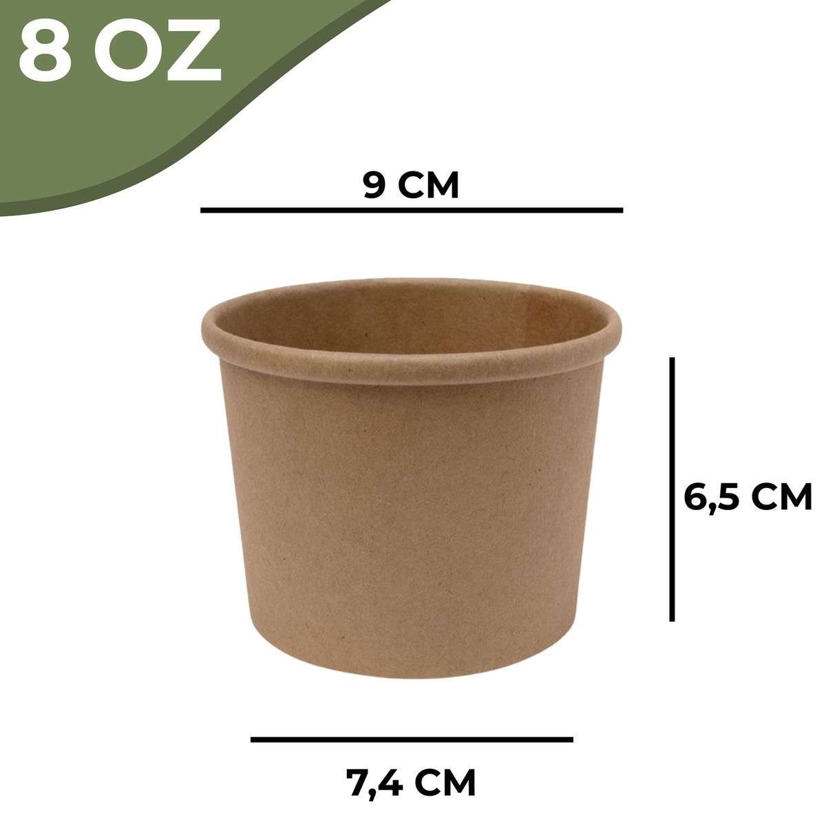 GENERICO - Pote Contenedor Kraft 8oz Con Tapa Plástico 100u