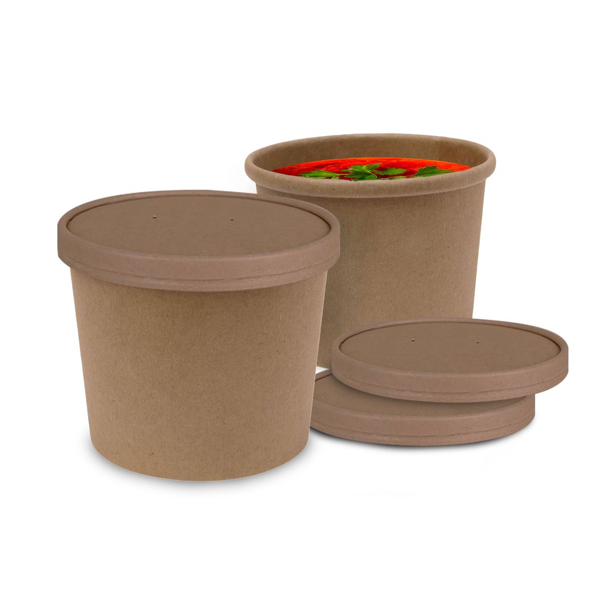 GENERICO - Pote Contenedor Kraft 8oz Con Tapa Cartón 10u