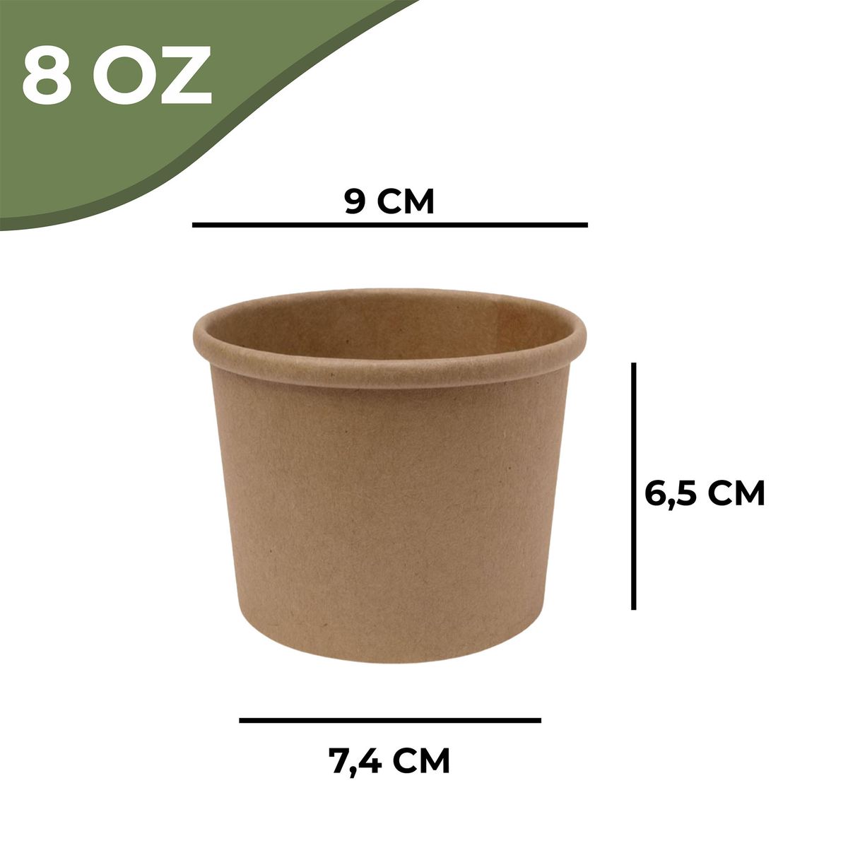 GENERICO - Pote Contenedor Kraft 8oz Con Tapa Cartón 30u