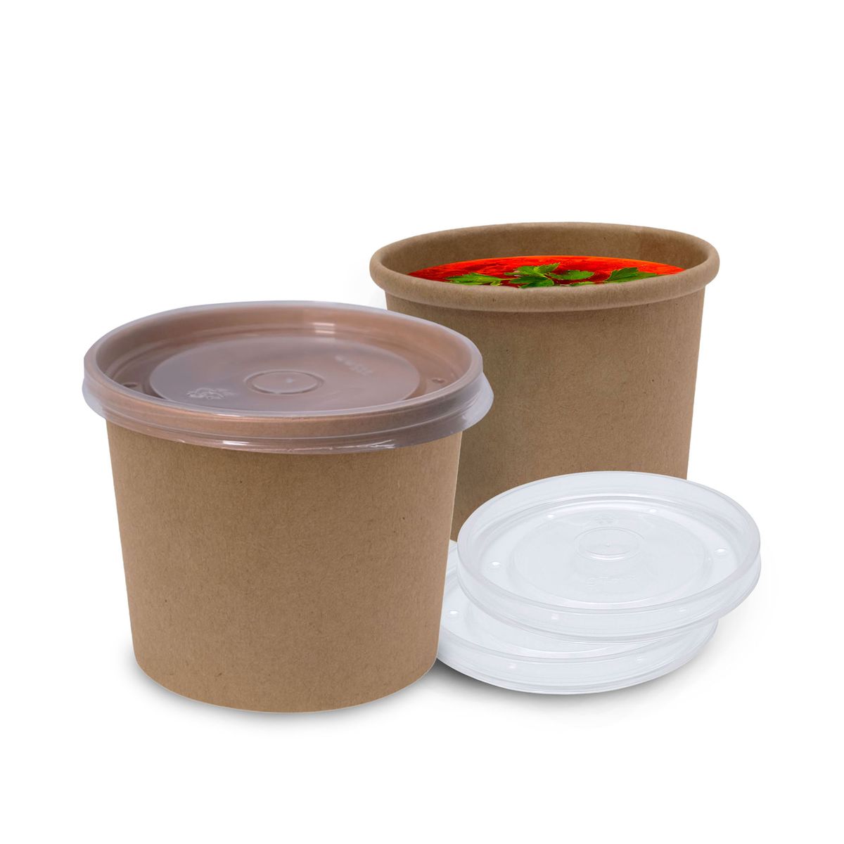 GENERICO - Pote Contenedor Kraft 8oz Con Tapa Plástico 30u