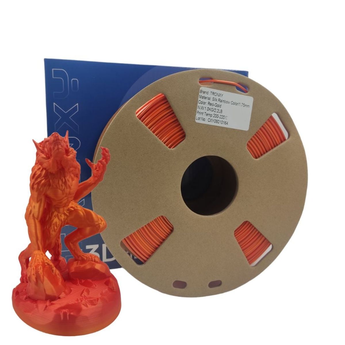 TODODESCUENTO - Filamento 3d Pla Seda Arcoiris Tronxy De 1.75mm Y 1kg-  RED/GOLD