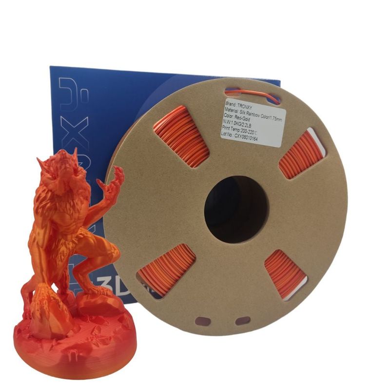 TODODESCUENTO - Filamento 3d Pla Seda Arcoiris Tronxy De 1.75mm Y 1kg-  RED/GOLD