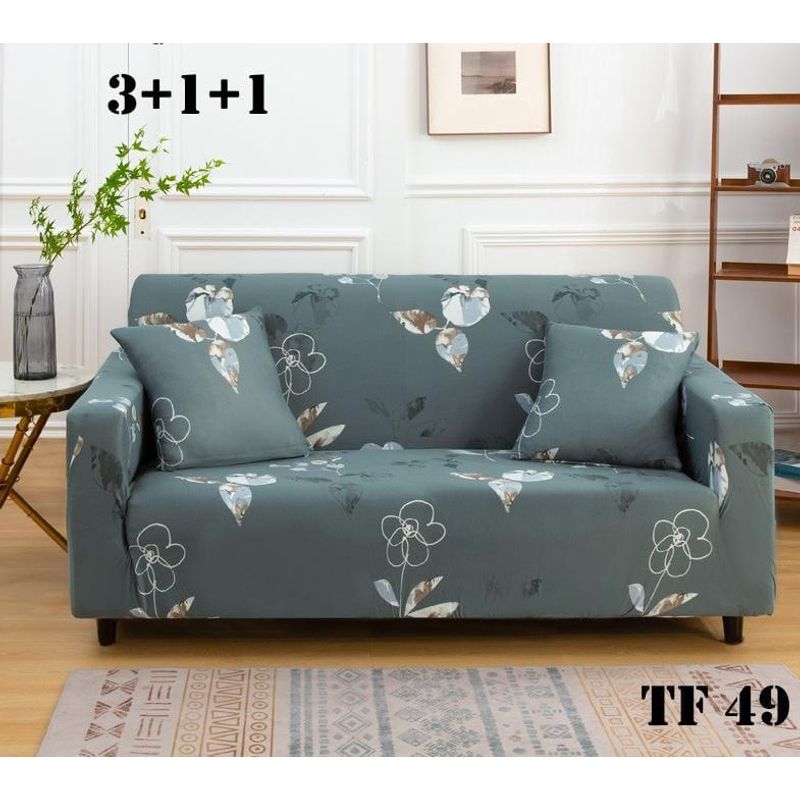 ANGELES DEL HOGAR - Cubre Sillon Futon Elastico Diseño 3+1+1  TF49