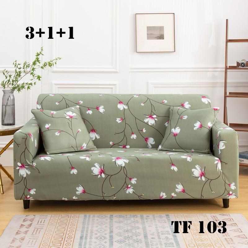 ANGELES DEL HOGAR - Cubre Sillon Futon Elastico Diseño 3+1+1  TF103