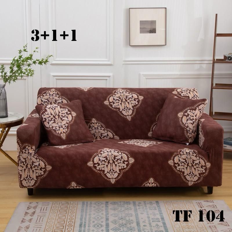 ANGELES DEL HOGAR - Cubre Sillon Futon Elastico Diseño 3+1+1  TF104