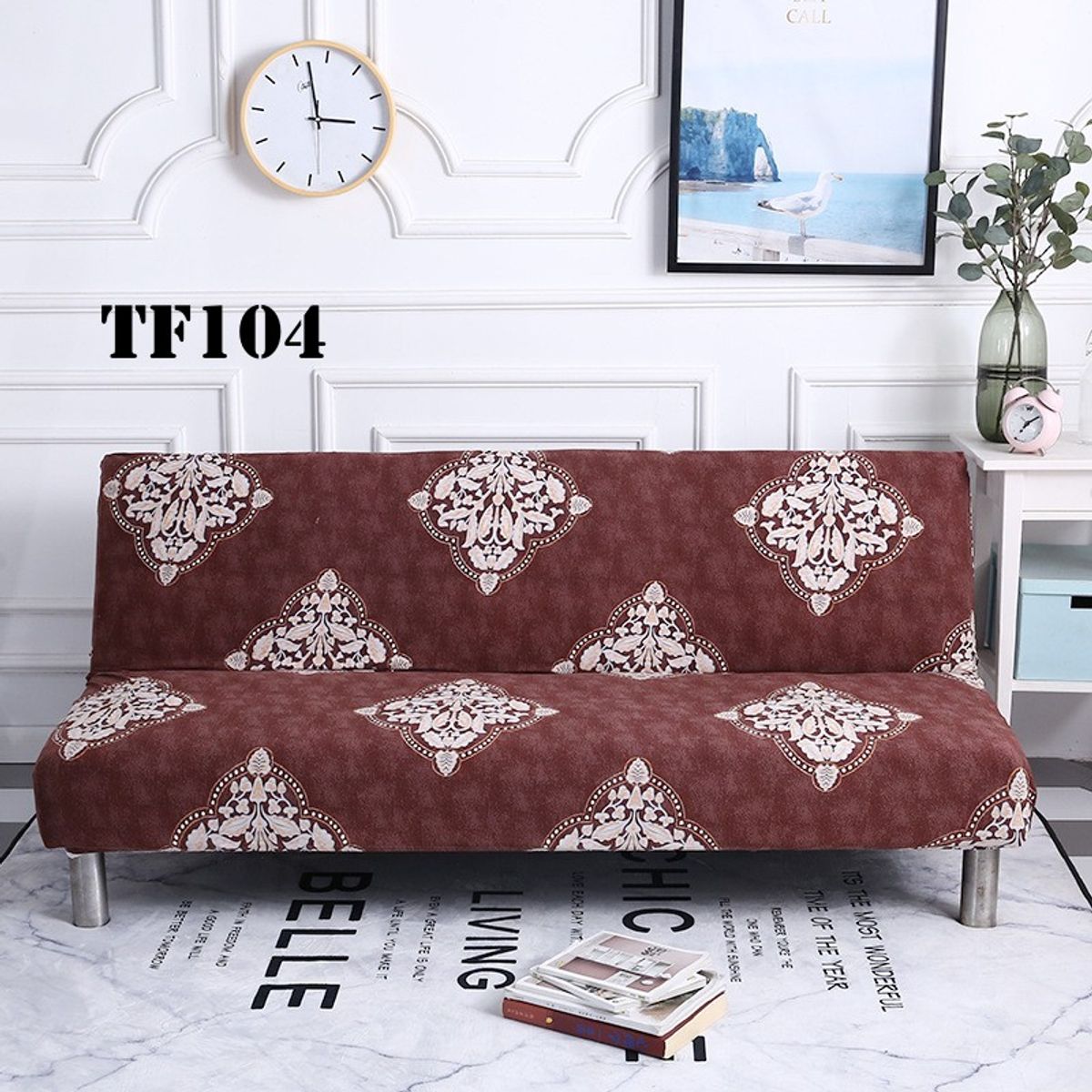 ANGELES DEL HOGAR - Funda Protectora Lisa Sofa Futon Elastica 150 cm x 200 cm TF104