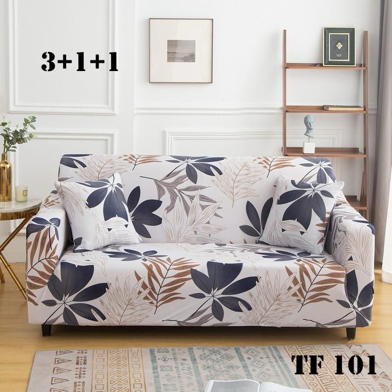 ANGELES DEL HOGAR - Cubre Sillon Futon Elastico Diseño 3+1+1 TF101