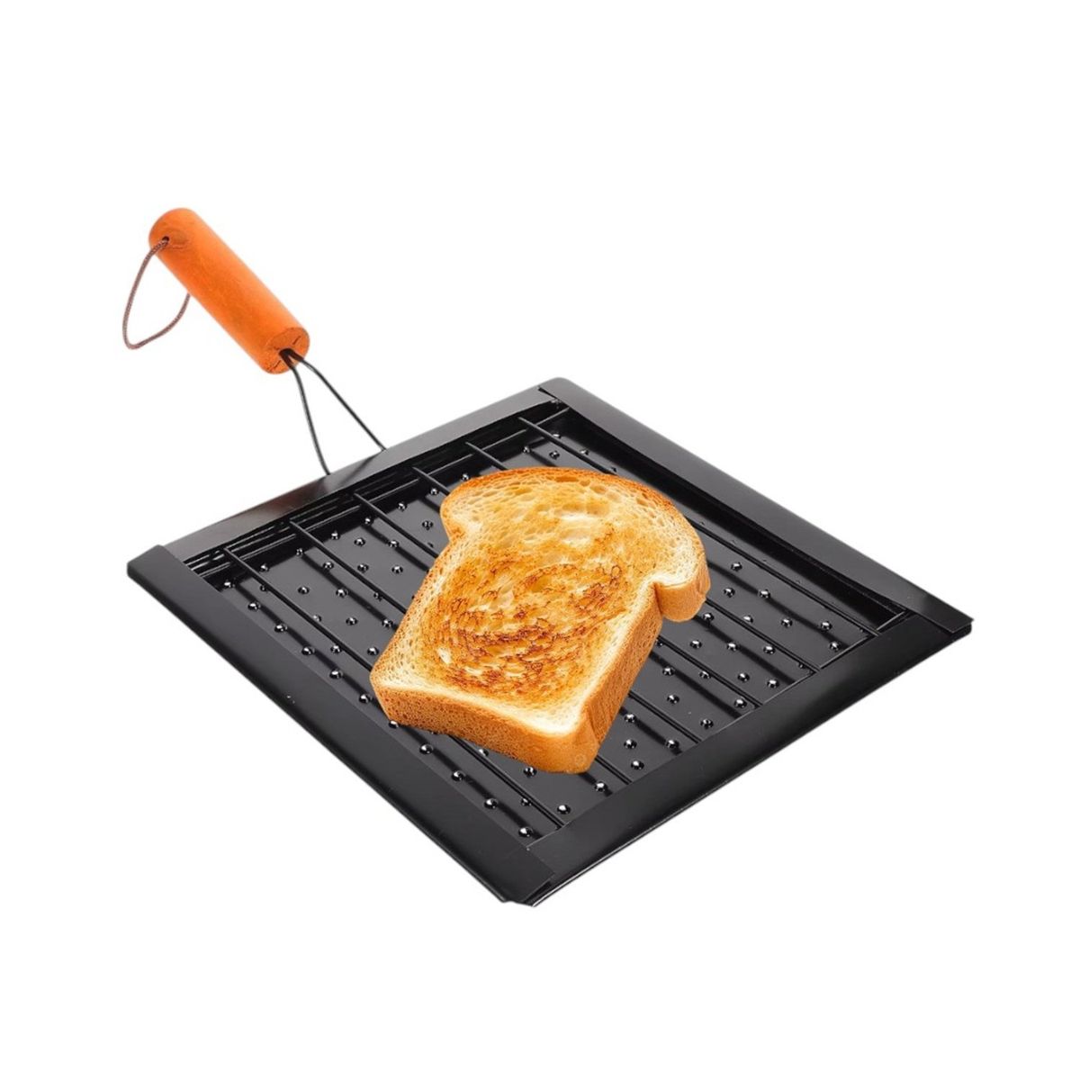 GENERICO - Tostador Manual De Cocina Tostar pan negro madera