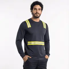 T-WORLD - Polera Híbrida Reflectante Manga Larga Alta Visibilidad UPF