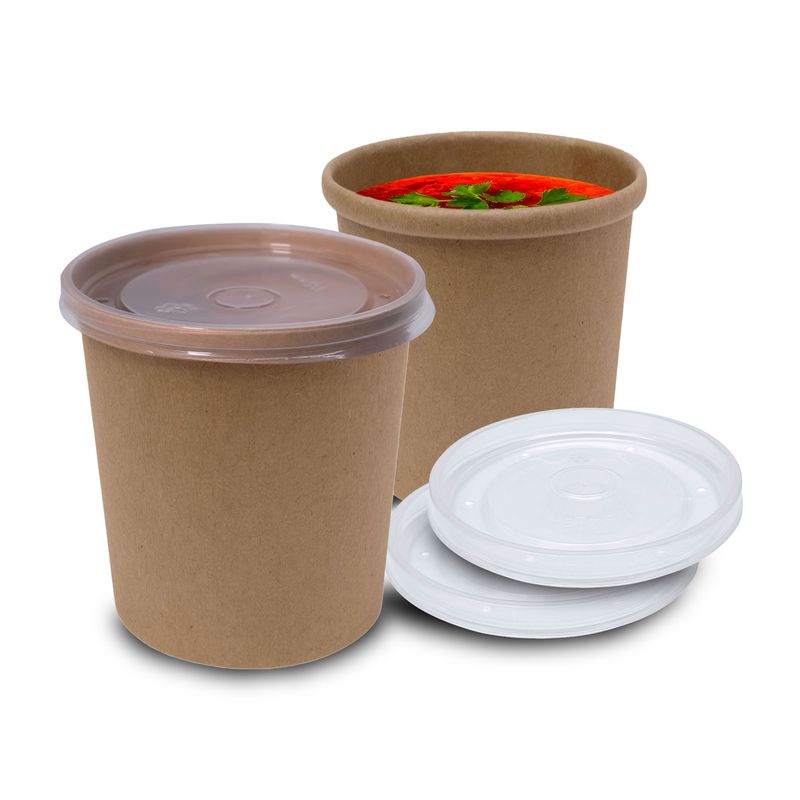 GENERICO - Pote Contenedor Kraft 12oz Con Tapa Plástico 30u