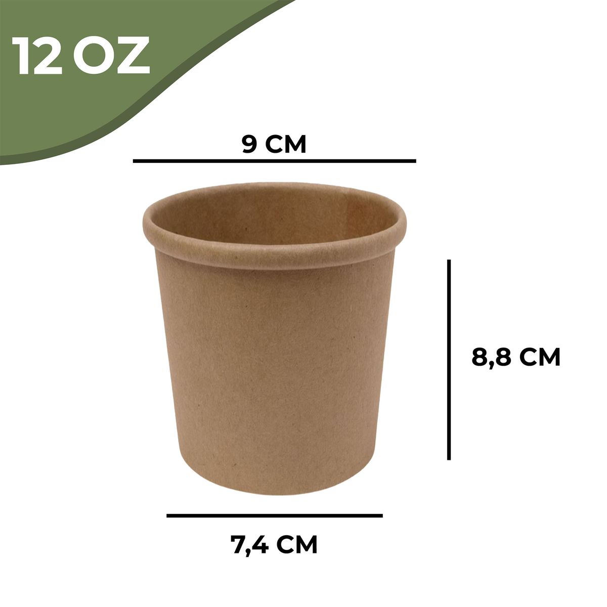 GENERICO - Pote Contenedor Kraft 12oz Con Tapa Cartón 10u