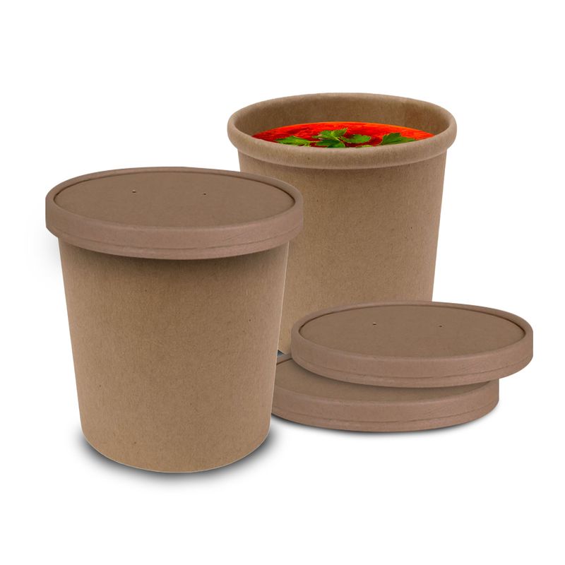 GENERICO - Pote Contenedor Kraft 12oz Con Tapa Cartón 100u